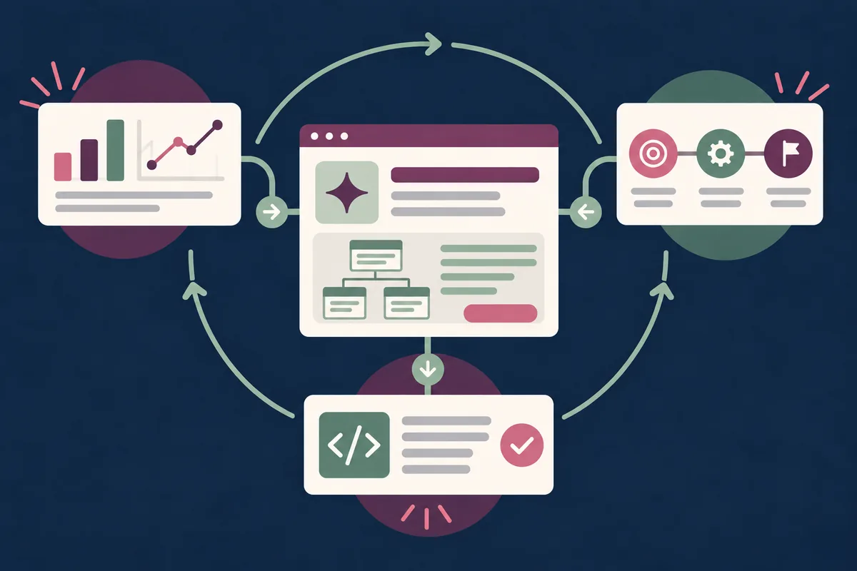 Análisis, estrategia y ejecución técnica rodean un proyecto web.
